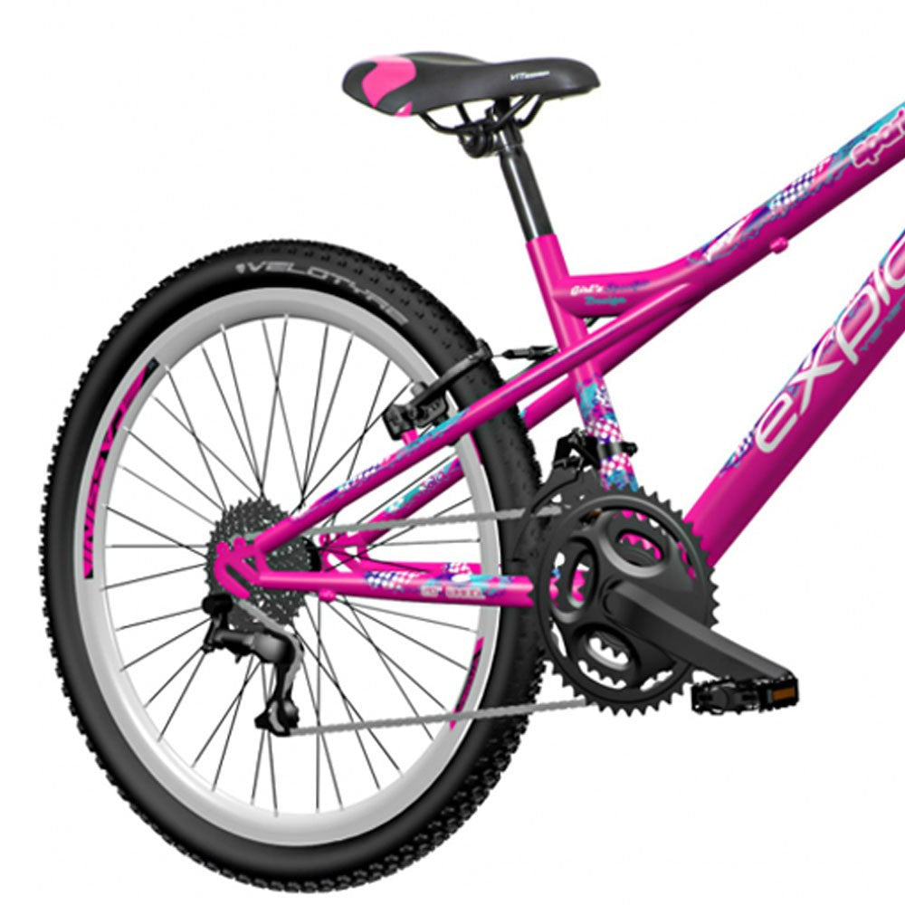 Bicicleta mtb 24 inch cadru otel 18 viteze power frana v-brake explorer spark roz
