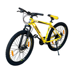 Bicicleta ninety one viper 26 inch frane pe disc schimbator shimano 21 de viteze suspensie fata cadru otel galbena