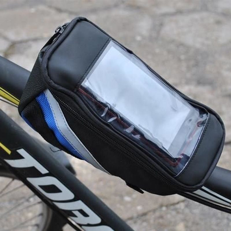 Borseta bicicleta compartiment telefon 7 inch impermeabila fixare cadru