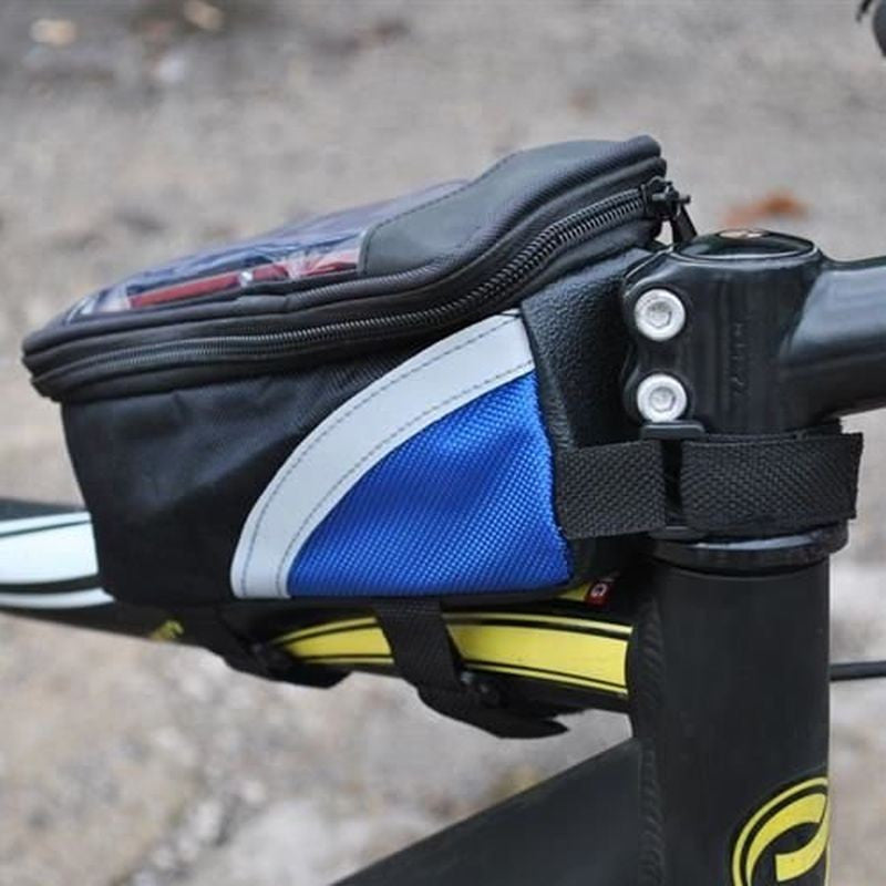 Borseta bicicleta compartiment telefon 7 inch impermeabila fixare cadru