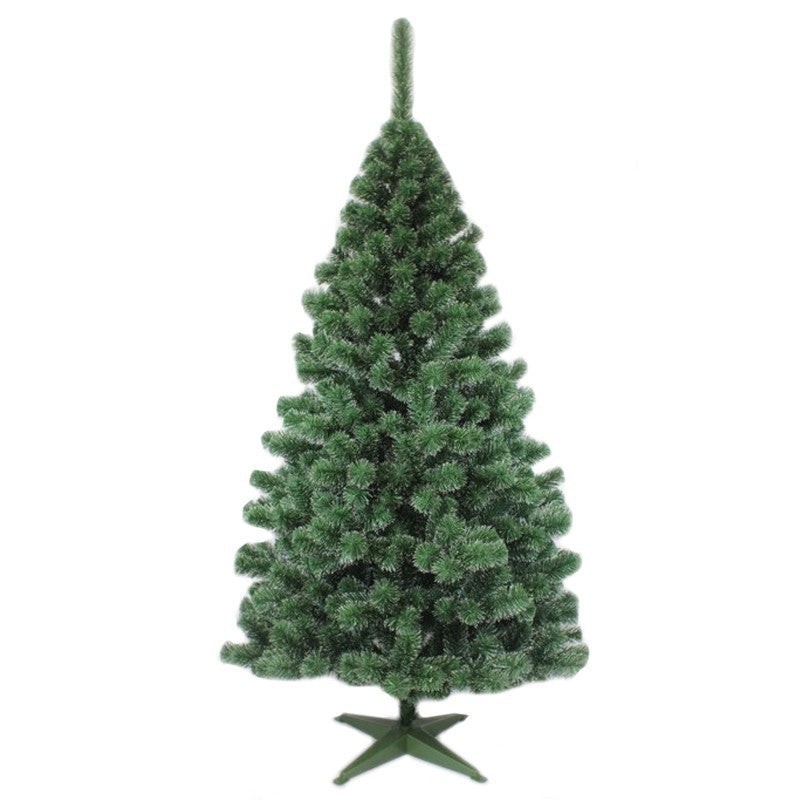 Brad artificial de craciun pin cashmere 180 cm verde natural cu varfuri albe aspect nins suport inclus