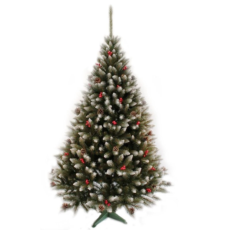 Brad de craciun artificial conuri de brad si fructe rosii cherry tree 180 cm aspect nins