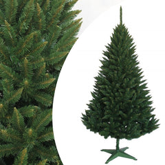 Brad de Craciun artificial Molid 220 cm cetina verde inchis varfuri ascutite suport cadou
