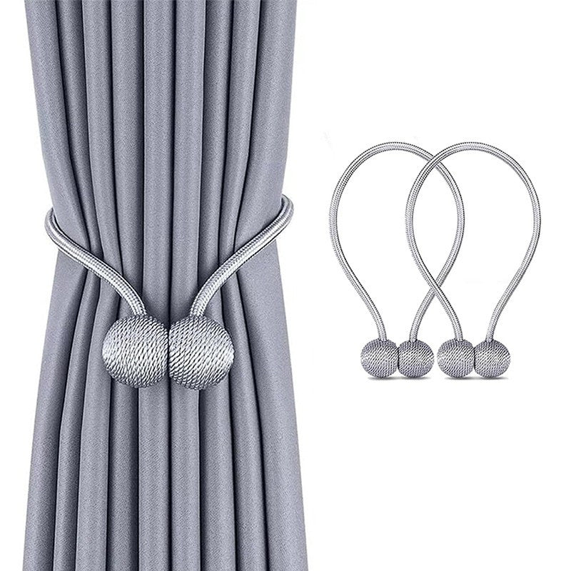 Bratara magnetica de prindere perdele si draperii set 2 bucati argintiu