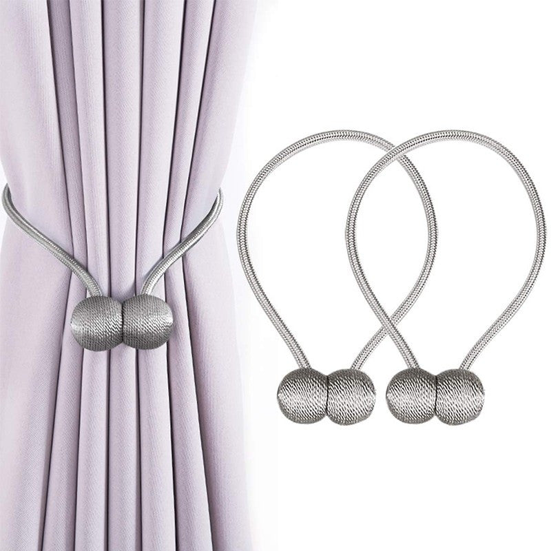 Bratara magnetica de prindere perdele si draperii set 2 bucati argintiu