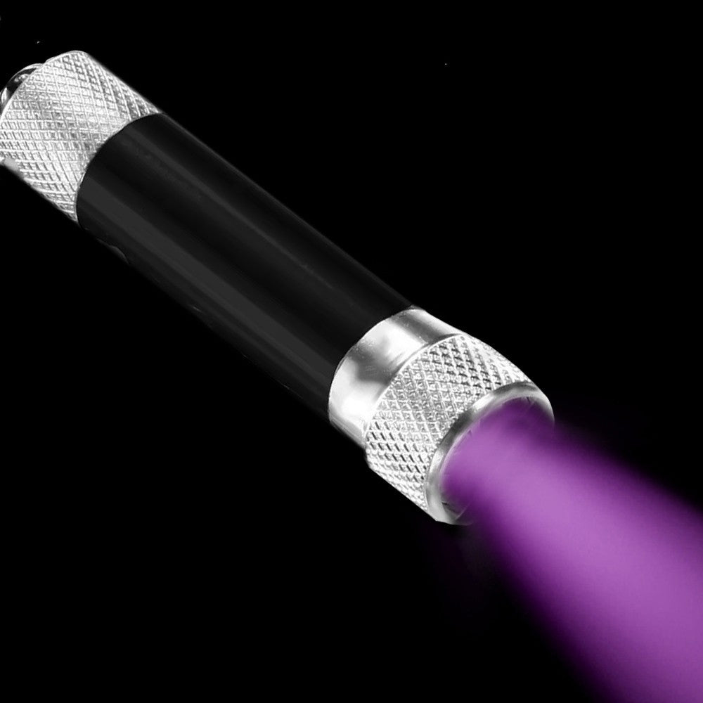 Breloc cu lumina uv 3 led-uri mini lanterna 365 nm negru