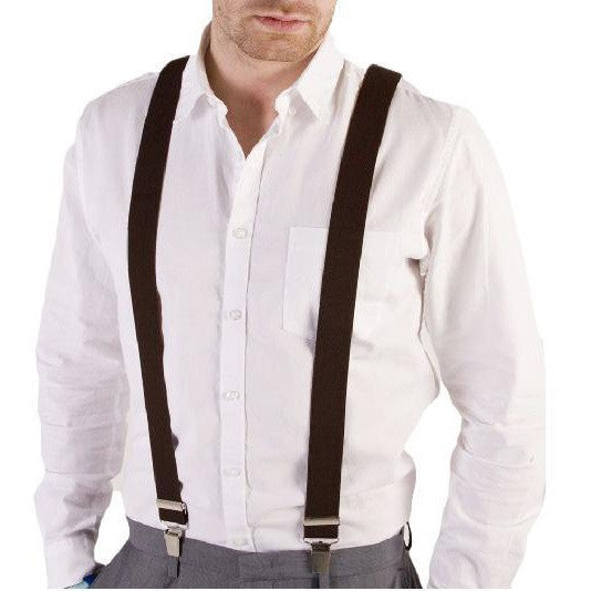 Bretele elegante pentru pantaloni inguste tip Y culoare Maro