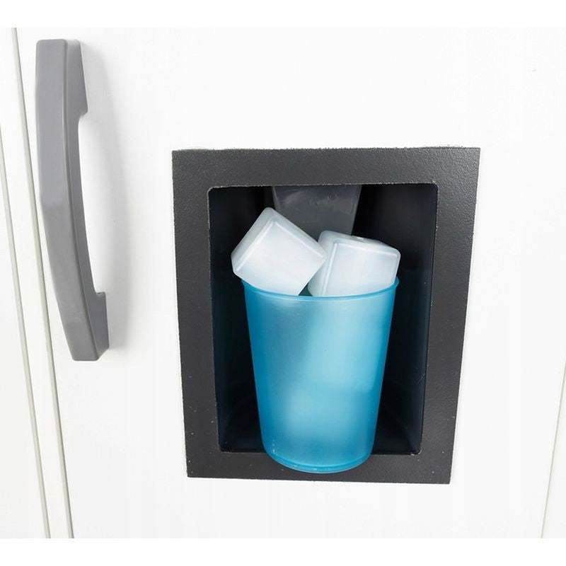 Bucatarie copii din lemn 70x89.5x30 cm accesorii lampa led cuptor plita rafturi chiuveta dozator gheata