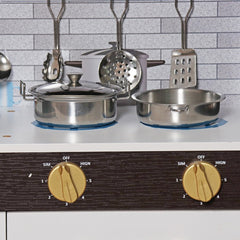 Bucatarie din lemn pentru copii masina de spalat vase frigider cuptor aragaz accesorii incluse 80.5-80-24 cm