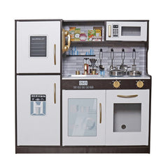 Bucatarie din lemn pentru copii masina de spalat vase frigider cuptor aragaz accesorii incluse 80.5-80-24 cm