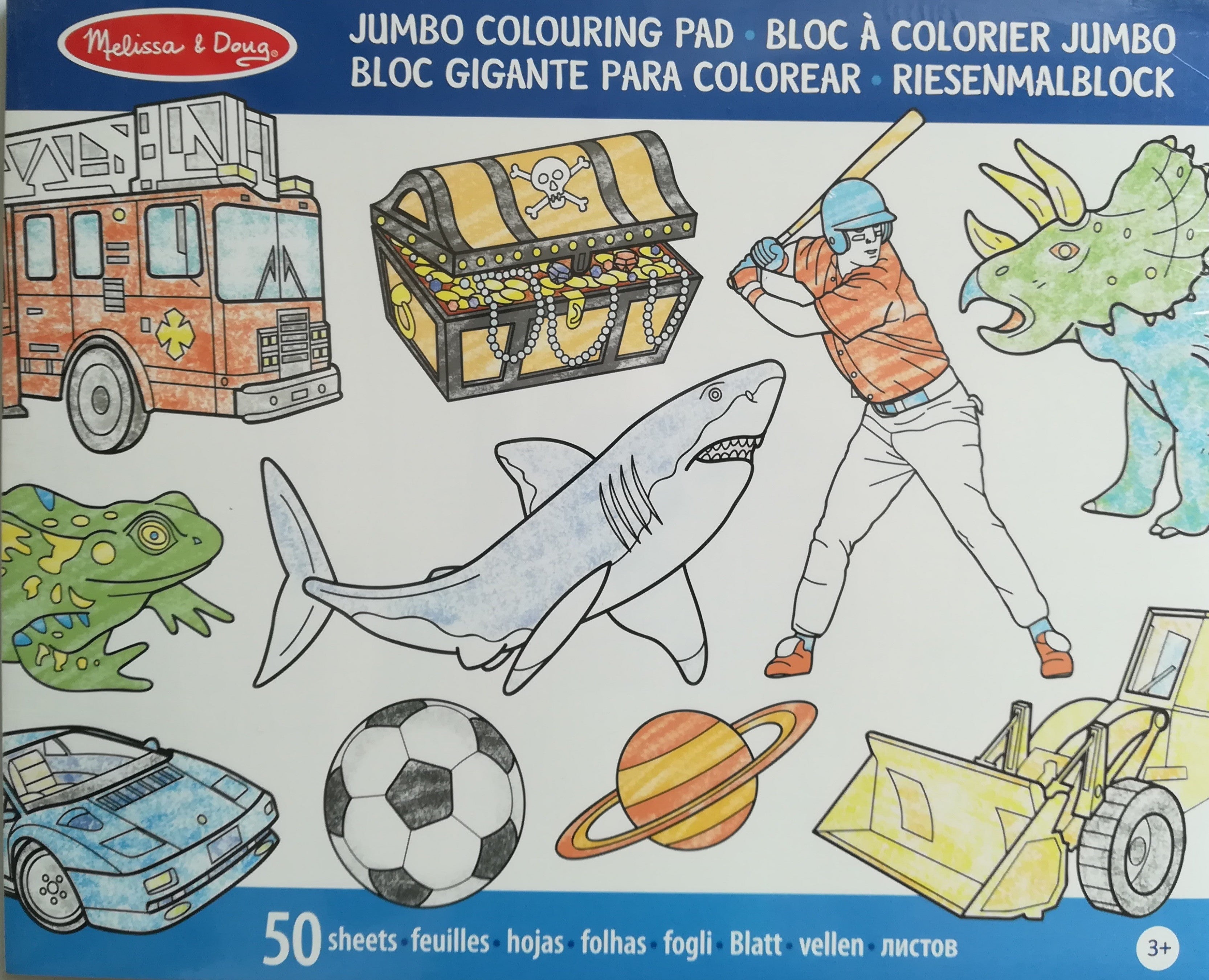 Caiet de colorat jumbo cu desene Melissa and Doug Albastru