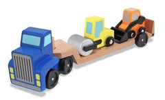 Camion transportor cu platforma cu utilaje de constructii Melissa and Doug