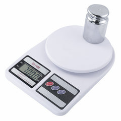 Cantar de bucatarie afisaj lcd functie tara capacitate maXima 7 kg alb
