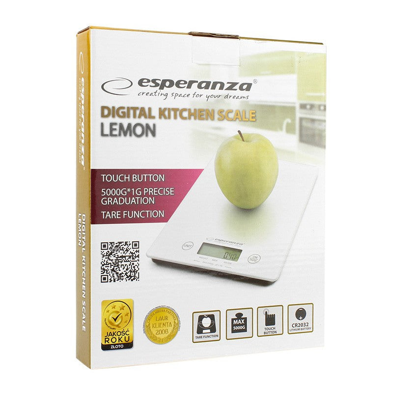 Cantar de bucatarie Digital sticla max 5 kg cu Touchpad lemon Esperanza