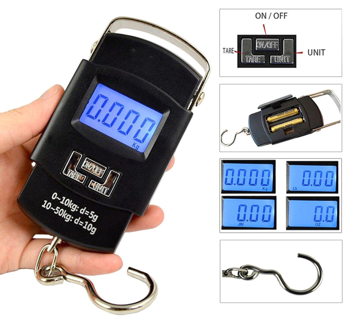 Cantar Digital de Mana capacitate 50 kg 4 unitati oprire automata negru
