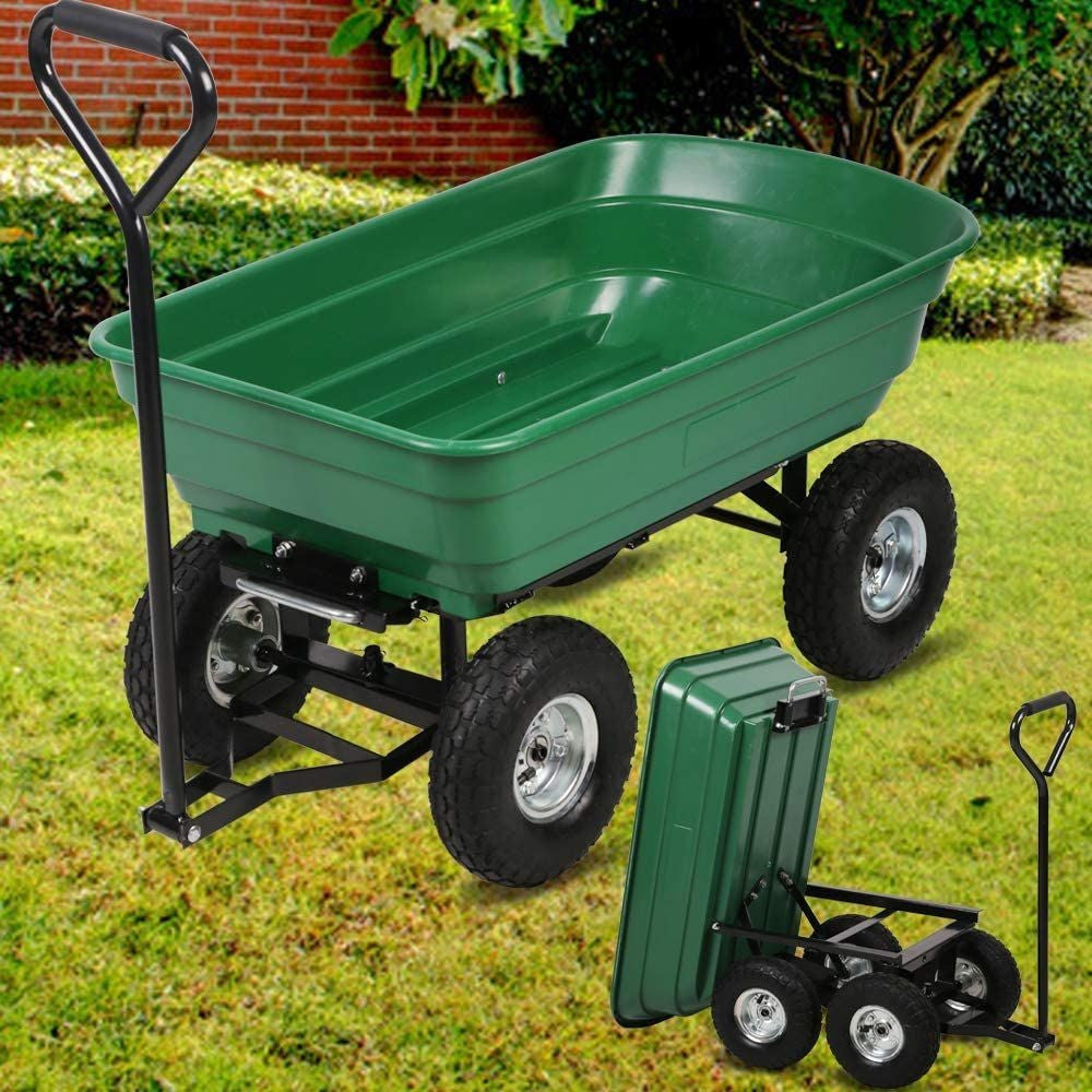Carucior de gradina sarcina maxima 300 kg cupa rabatabila maner lung cu burete antiderapant