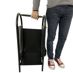Carucior depozitat lemne pentru semineu 80 cm 3 accesorii otel negru