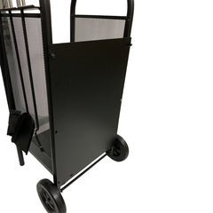 Carucior depozitat lemne pentru semineu 80 cm 3 accesorii otel negru