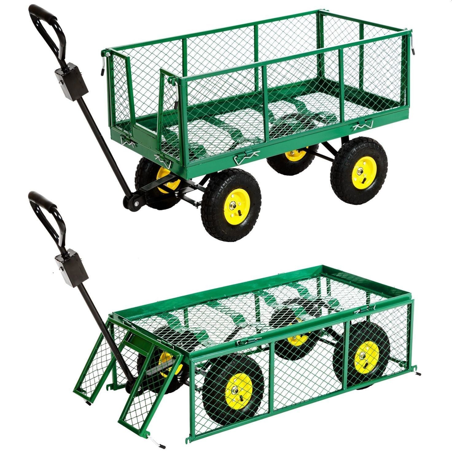 Carucior gradina rabatabil cadru metalic roti pneumatice husa te-til sarcina maxima 550 kg