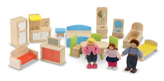 Casuta de papusi din lemn mobilata Melissa and Doug