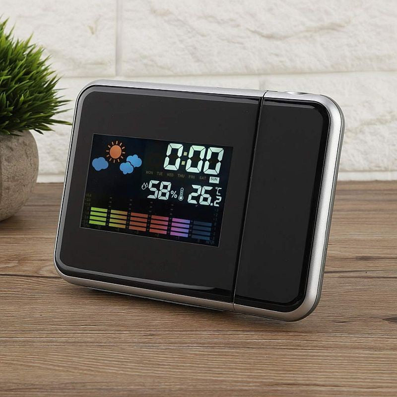 Ceas de birou proiector cu led reglabil ecran lcd alarma data statie meteo de interior