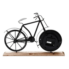 Ceas de masa metalic forma bicicleta suport de lemn dimensiune 42-7.5-28.5 cm