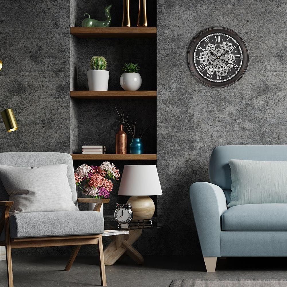 Ceas de perete angrenaj loft 30 cm cifre romane stil industrial