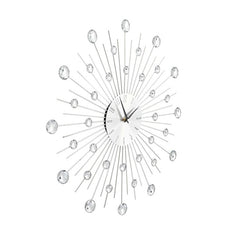 Ceas de perete cu efect 3d elemente cristal cifre arabe 50 cm argintiu