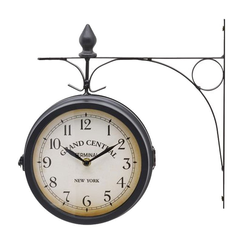 Ceas de perete new york grand central 2 fete metalic diametru 19.5 cm stil retro