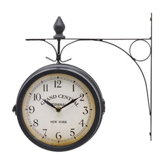 Ceas de perete new york grand central 2 fete metalic diametru 19.5 cm stil retro