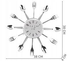Ceas de perete tacamuri argintii efect 3d diametru ceas 14 cm dimensiuni 38-38-4 cm