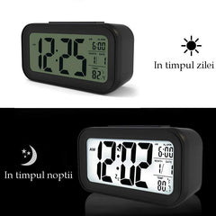 Ceas digital de birou afisaj lcd temperatura interior alarma data iluminare de fundal