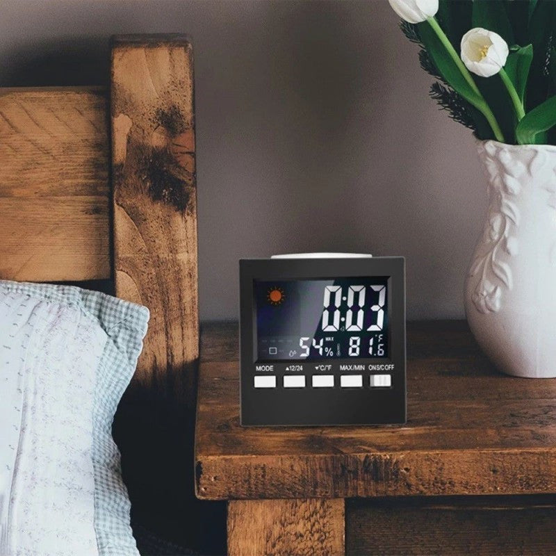 Ceas digital multifunctional de birou control vocal functie statie meteo ecran lcd calendar alarma