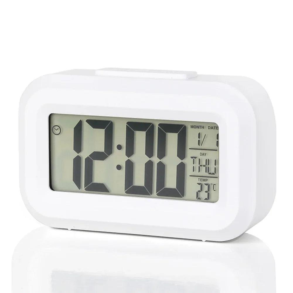 Ceas digital multifunctional led ora data temperatura alarma lumina fundal snooze alb