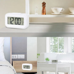 Ceas digital multifunctional led ora data temperatura alarma lumina fundal snooze alb