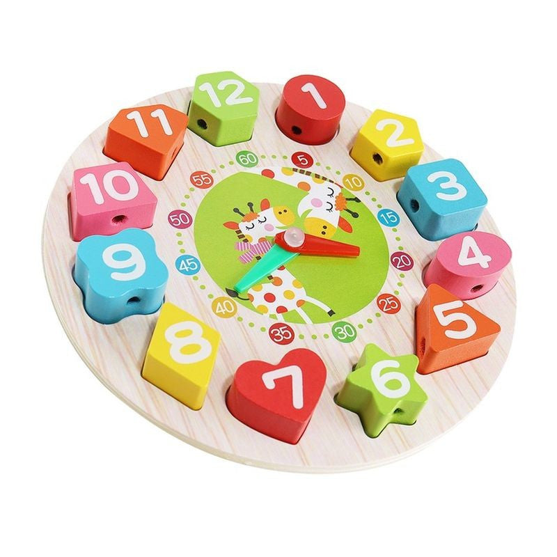 Ceas educativ pentru copii Puzzle Lemn Cifre limba Engleza