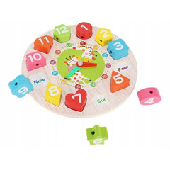 Ceas educativ pentru copii Puzzle Lemn Cifre limba Engleza