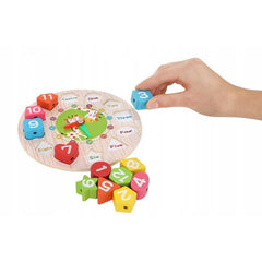 Ceas educativ pentru copii Puzzle Lemn Cifre limba Engleza