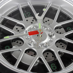 Ceas perete tip Roata de Masina Quartz Fosforescent iluminat Led