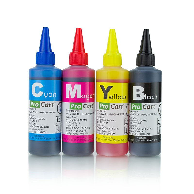 Cerneala dye compatibila universala 100 ml culoare set 4 culori