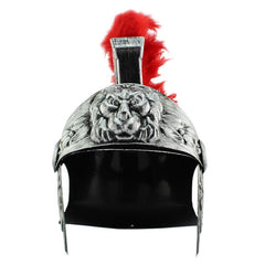 Coif soldat roman accesorizat cu pene rosii argintiu marime universala