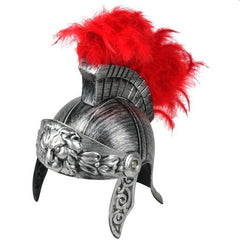 Coif soldat roman accesorizat cu pene rosii argintiu marime universala
