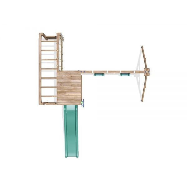 Complex de joaca ChallengeFort cu 2 leagane si monkeybar tobogan verde Dunster House
