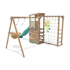 Complex de joaca ChallengeFort cu 2 leagane si monkeybar tobogan verde Dunster House
