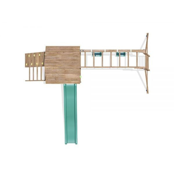 Complex de joaca cu 2 leagane si tobogan verde 2.9 m Dunster House