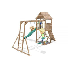 Complex de joaca cu 2 leagane si tobogan verde 2.9 m Dunster House