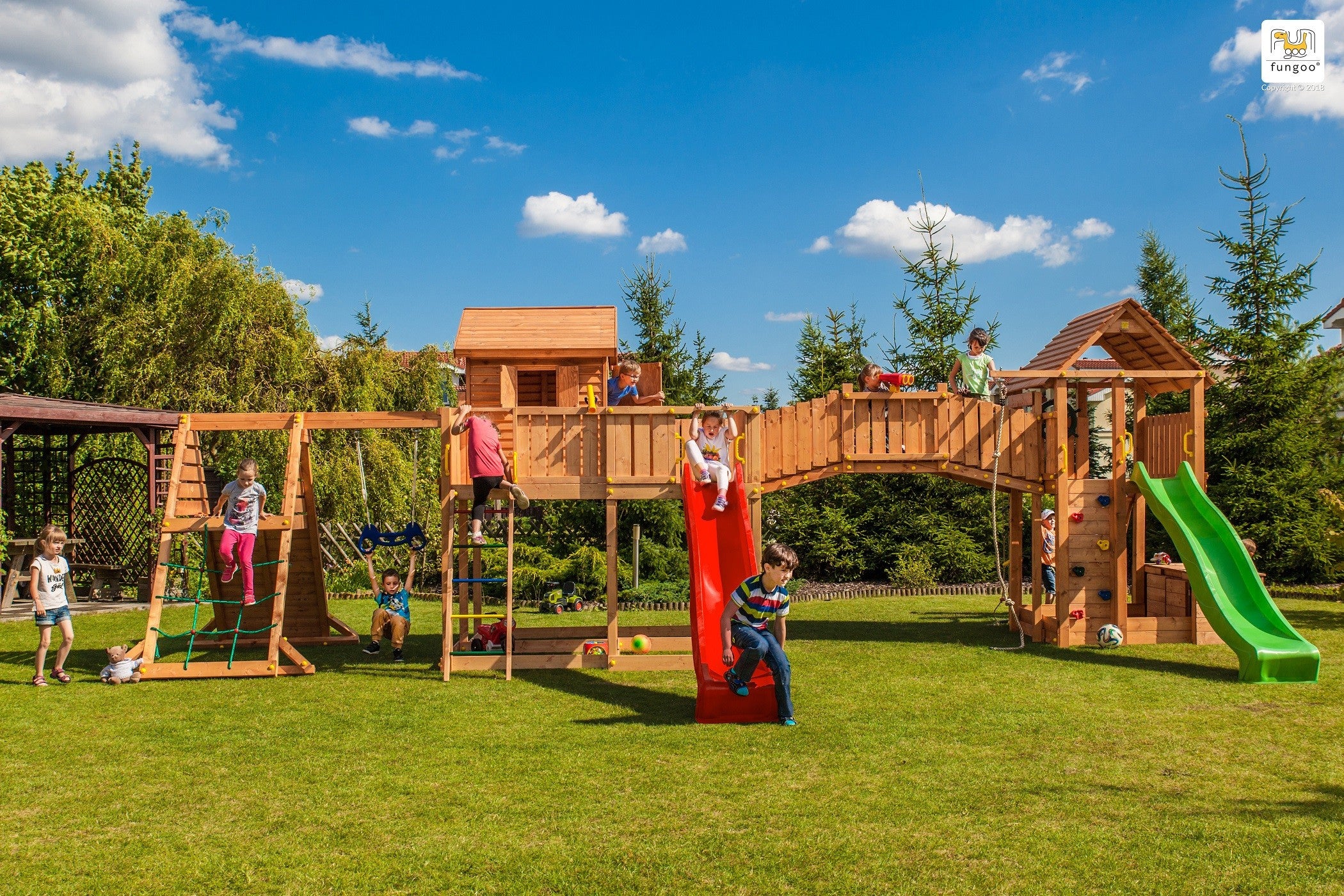 Complex de joaca din lemn Fungoo Maxi set SPIDER LAND