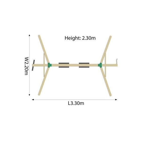 Complex de leagane cu cataratoare Gibbon pentru 4 copii din lemn tratat PLUM 27012