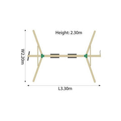 Complex de leagane cu cataratoare Gibbon pentru 4 copii din lemn tratat PLUM 27012