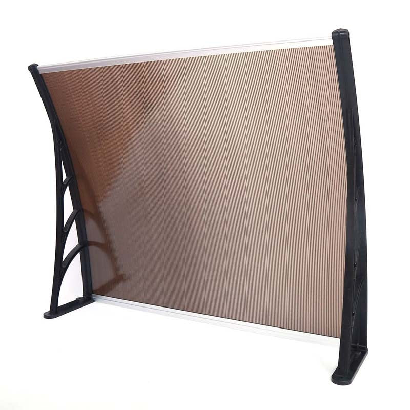Copertina fixa policarbonata 100x150 cm accesorii montare incluse maro